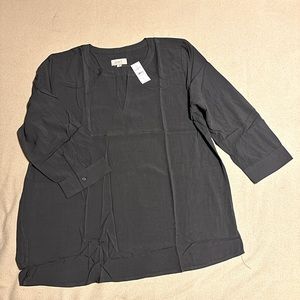 Women’s Loft split-neck 3/4 sleeve blouse, size L, new with tags